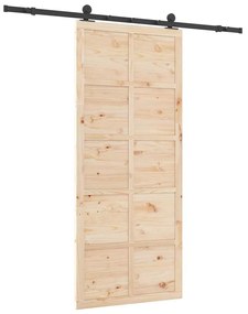 Porta Deslizante Castanho 80 x 208 cm Madeira de pinho maciça