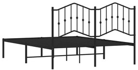 Estrutura de cama em metal com cabeceira 150x200 cm preto