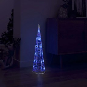 Pirâmide de iluminação decorativa com LEDs acrílico 60 cm azul