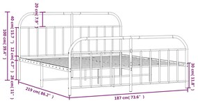 Estrutura de cama com cabeceira e pés 183x213 cm metal branco