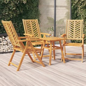 vidaXL Cadeiras de jardim reclináveis 3 pcs madeira de acácia maciça