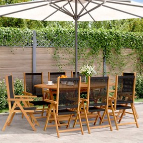 vidaXL Cadeiras jardim reclináveis 8pcs madeira de acácia maciça preto