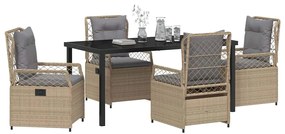 Conjunto de Jantar de Jardim 5 Peças Bege em Rattan Sintético