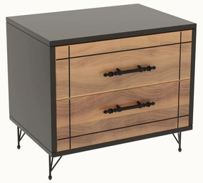 Mesa de Cabeceira Night – Nogueira/Preto – 50x55x40 cm