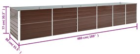 Canteiro elevado de jardim 480x80x77cm aço galvanizado castanho