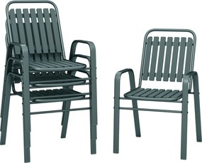 Outsunny Conjunto de 4 cadeiras de jardim empilháveis para exterior com encosto alto e apoios de braços estrutura em aço 56x66x91cm cinza | Aosom Portugal