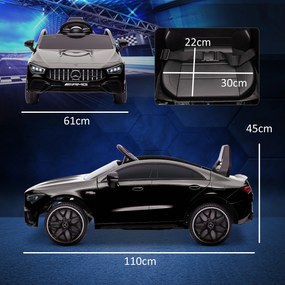 Carro Elétrico para Crianças Carro Mercedes AMG CLA 45 com Bateria 12V  Faróis LED Buzina e Música 110x61x45 cm Preto