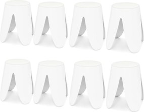 Conjunto de 8 bancos empilháveis de plástico portáteis sem encosto, não requer montagem, para sala de aula, casa ou escritório, 46 cm, branco