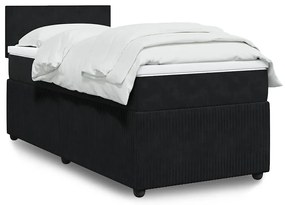 Cama com molas/colchão 100x200 cm veludo preto