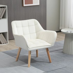 Poltrona Moderna Poltrona de Leitura Estofada em Veludo com Assento Amplo Pés em Madeira  67x61,5x71 cm Creme