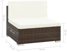 Conjunto de Sofás Lounge Romeu para Jardim - Vime Castanho - Design Na