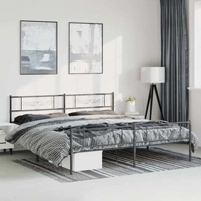 Estrutura de cama com cabeceira e pés 183x213 cm metal preto
