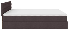 Estrutura de cama otomana com colchão 200x200cm castanho-escuro