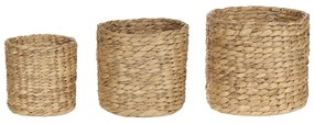 Conjunto 3 cestos para vasos em fibra de jacinto de água cor natural RONQUIL Beliani