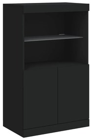 Aparador com luzes LED 181,5x37x100 cm preto