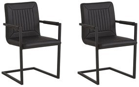 Conjunto de 2 cadeiras de jantar em pele sintética preta BRANDOL Beliani