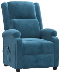 Poltrona de massagens reclinável veludo azul
