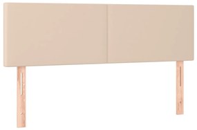 Cama box spring c/colchão/LED 140x190cm couro artif. cappuccino