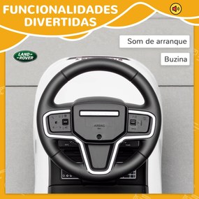 Carro Andador para Crianças  com Licença de Land Rover com Armazenamento Buzina Sons de Motor 65,5x28x42 cm Branco