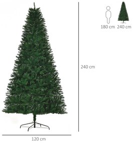 HOMCOM Árvore de Natal Artificial 240cm Ignífuga com 1499 Ramas com 2