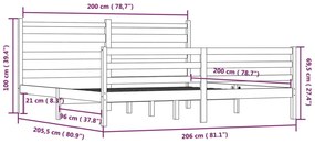 Estrutura de cama 200x200 cm pinho maciço branco