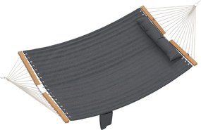Outsunny Rede exterior 200x140cm, rede de duas camadas com apoio de cabeça, bolso para revistas, varões de madeira até 200kg | Aosom Portugal