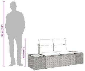Sofá de Jardim de 2 Lugares com Armazenamento &amp; Almofadas Preto Polira