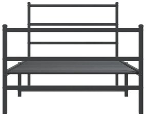 Estrutura de cama com cabeceira e pés 107x203 cm metal preto