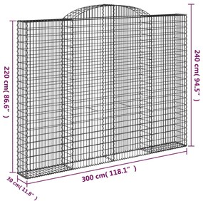 Cestos gabião arqueados 9pcs 300x30x220/240cm ferro galvanizado