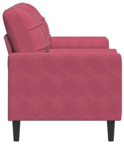 Sofá 2 lug. + almofadas decorativas 140cm veludo vermelho tinto