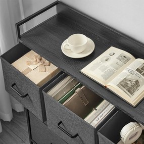 Cómoda, armário, 7 gavetas em tecido com puxadores 28,5 x 98 x 85 cm cinza ardósia-cinza antracite