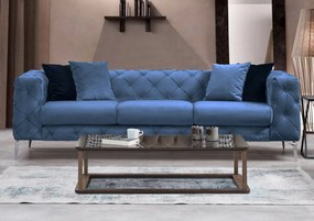 Sofá de 3 Lugares Como – Azul – 237 cm x 73 cm x 90 cm