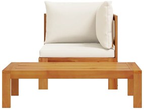 2 pcs conjunto de sofás de jardim c/ almofadões acácia maciça
