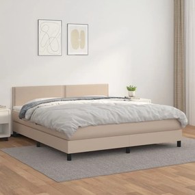 vidaXL Cama com molas/colchão 160x200 cm couro artificial cappuccino