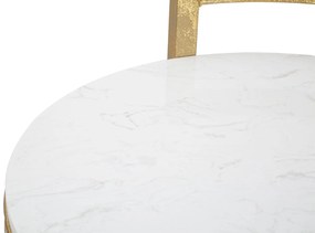 MESA DE APOIO REDONDA EM MÁRMORE 40X43X50 CM DOURADO E BRANCO