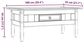 Mesa de centro Corona pinho mexicano 100x55x44 cm branco