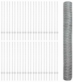 Postes de Cerca vidaXL 22 pcs U-Channel 120 cm Aço Galvanizado