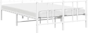 Estrutura de cama com cabeceira e pés 120x190 cm metal branco