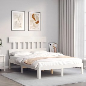 Cama sem colchão 140x200 cm madeira de pinho maciça branco