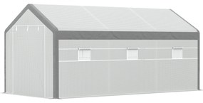 Outsunny Estufa Jardim Estufa de Exterior com 2 portas e 6 Janelas Enrolaveis para Cultivo de Plantas e Verduras 600x300x280 cm Branco | Aosom Portugal