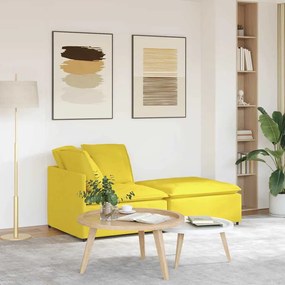vidaXL Sofá modular com pufes e almofadas tecido amarelo-claro