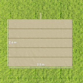 Teto de Pérgola 3,5x2,6 m Teto de Substituição Retrátil para Estrutura de Pérgola de 4x3 m (NÃO Incluida) com 10 Orifícios de Drenagem Bege