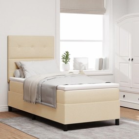 Cama Box Spring com Colchão Bege 100x200 cm Tecido