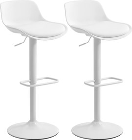 Conjunto de 2 bancos de bar, bancos altos de cozinha com assento giratório e altura ajustável, 43 x 45 x 100 cm, branco