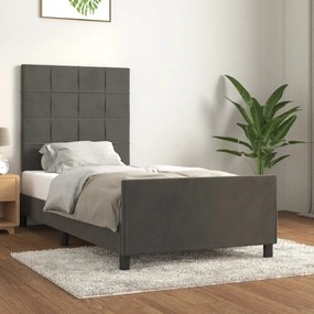 Estrutura de cama sem colchão 90x190 cm veludo cinzento-escuro