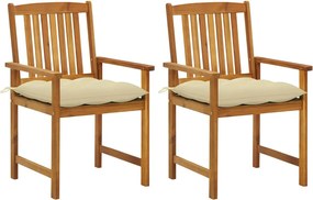 vidaXL Cadeiras de jardim com almofadões 2 pcs acácia maciça