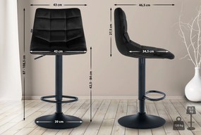 Banco de bar Jerry em veludo com estrutura preta 87-108,5 x 43 x 46,5 cm Preto