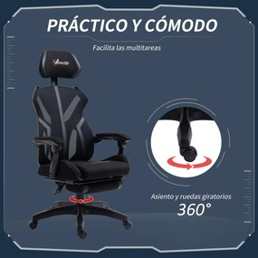 Vinsetto Cadeira de Gaming com Apoio para os Pés Retrátil Cadeira de E