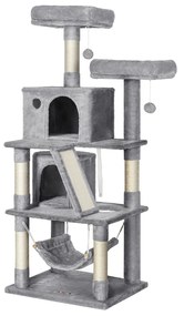 Árvore para gatos FEANDREA, Condomínio para gatos com 2 cavernas para gatos, 155 cm, Cinza Claro PCT163W01