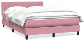 vidaXL Cama com molas/colchão 140x220 cm veludo rosa
